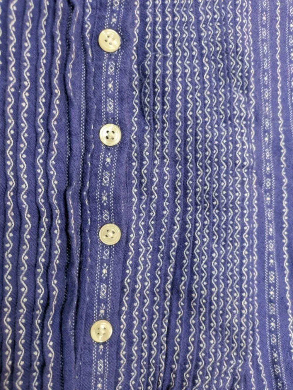 LL Bean Dobby Pintuck Nightgown Blue Purple Striped Small Flannel Cotton Dress